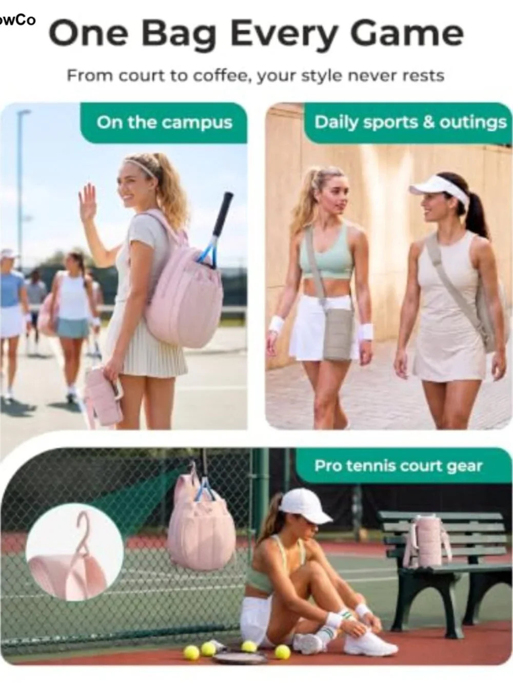 2-Piece Tennis Pickleball Backpack Set with Detachable Water Bottle Holder for